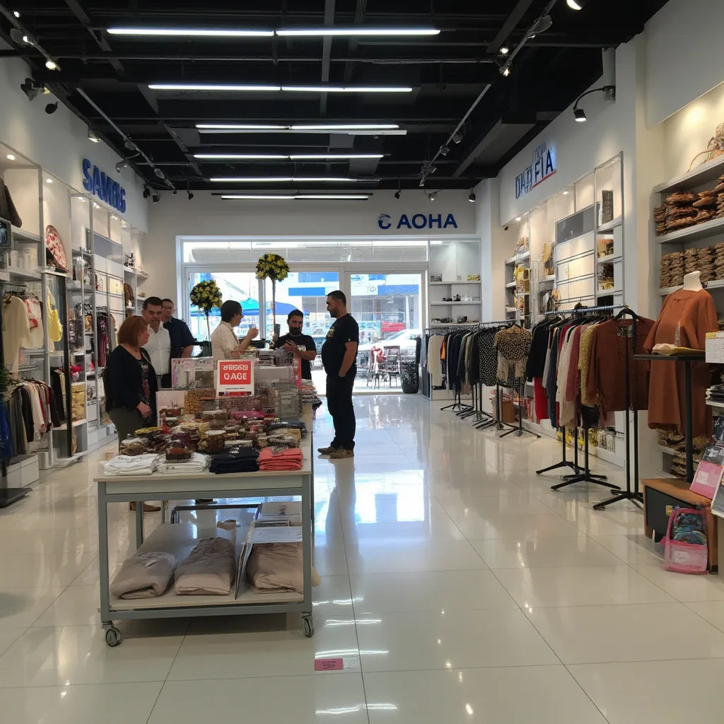 Interior de una tienda minorista moderna y bien organizada en Argentina